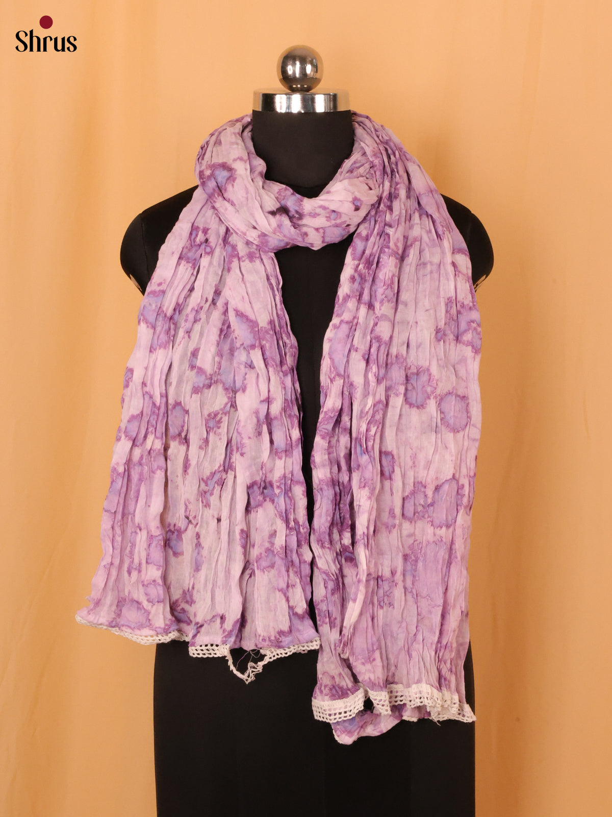 Lavender Shibori Cotton Dupatta - MCL21174 - Shop on Shrus.com