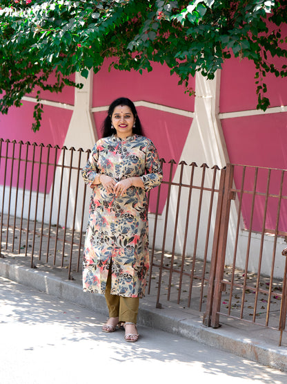 Multi Floral Printed colour Rayon Kurti - Shop on Shrus.com