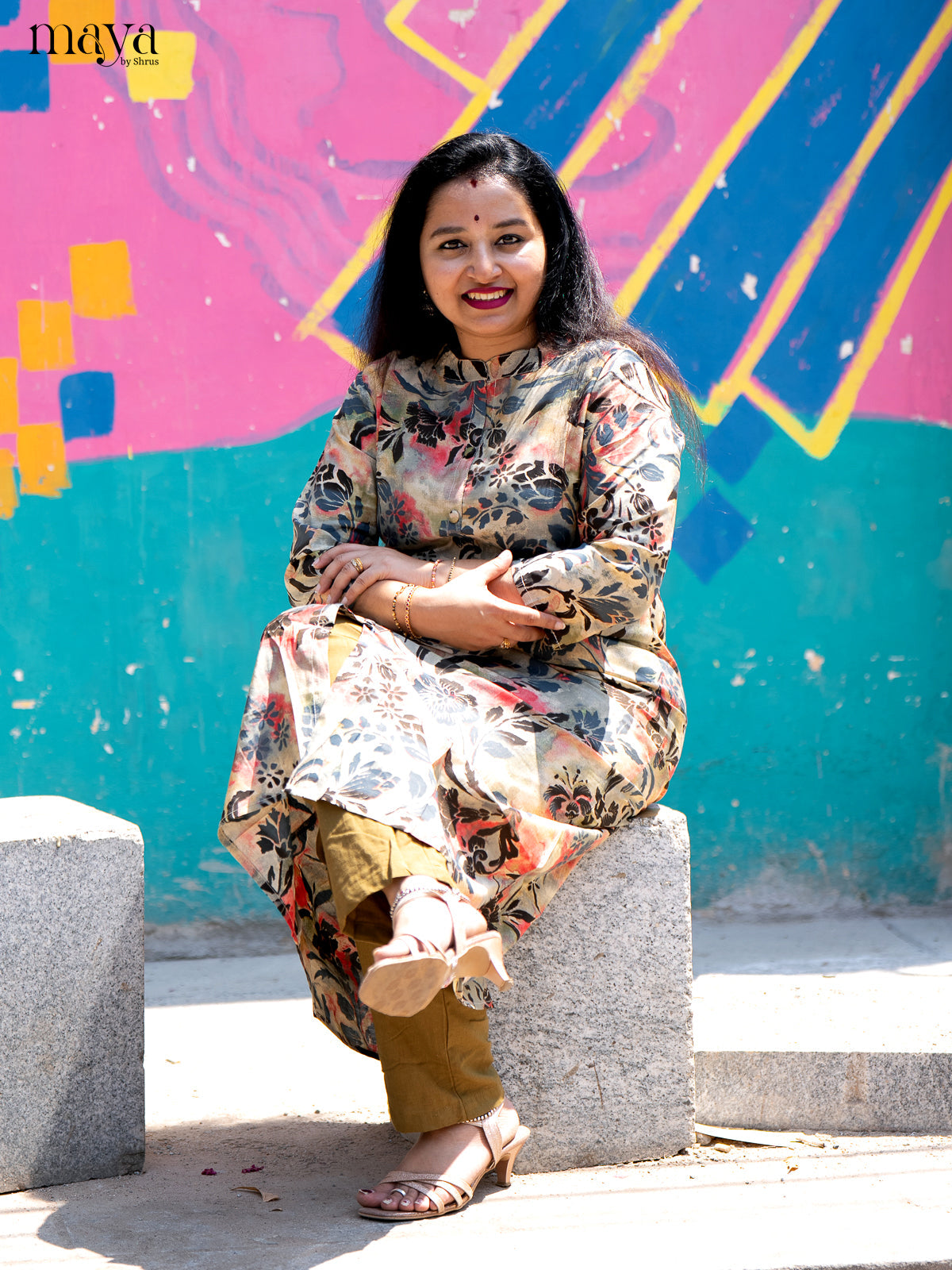 Multi Floral Printed colour Rayon Kurti - Shop on Shrus.com