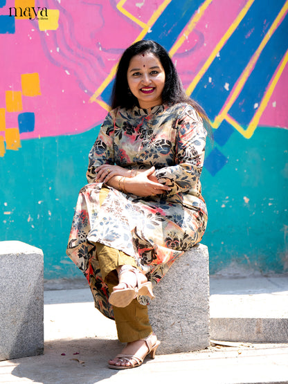 Multi Floral Printed colour Rayon Kurti - Shop on Shrus.com