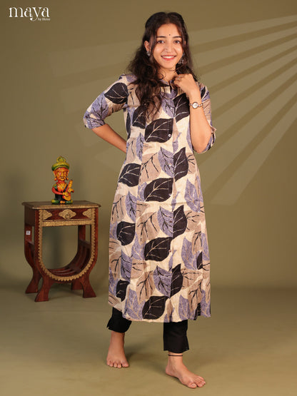 Cream Floral Printed Rayon Kurti - Shop on Shrus.com