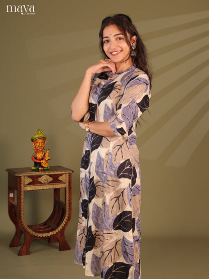 Cream Floral Printed Rayon Kurti - Shop on Shrus.com