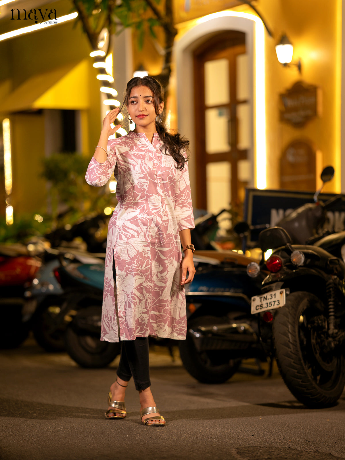 Pink Floral Printed Rayon Kurti - Shop on Shrus.com