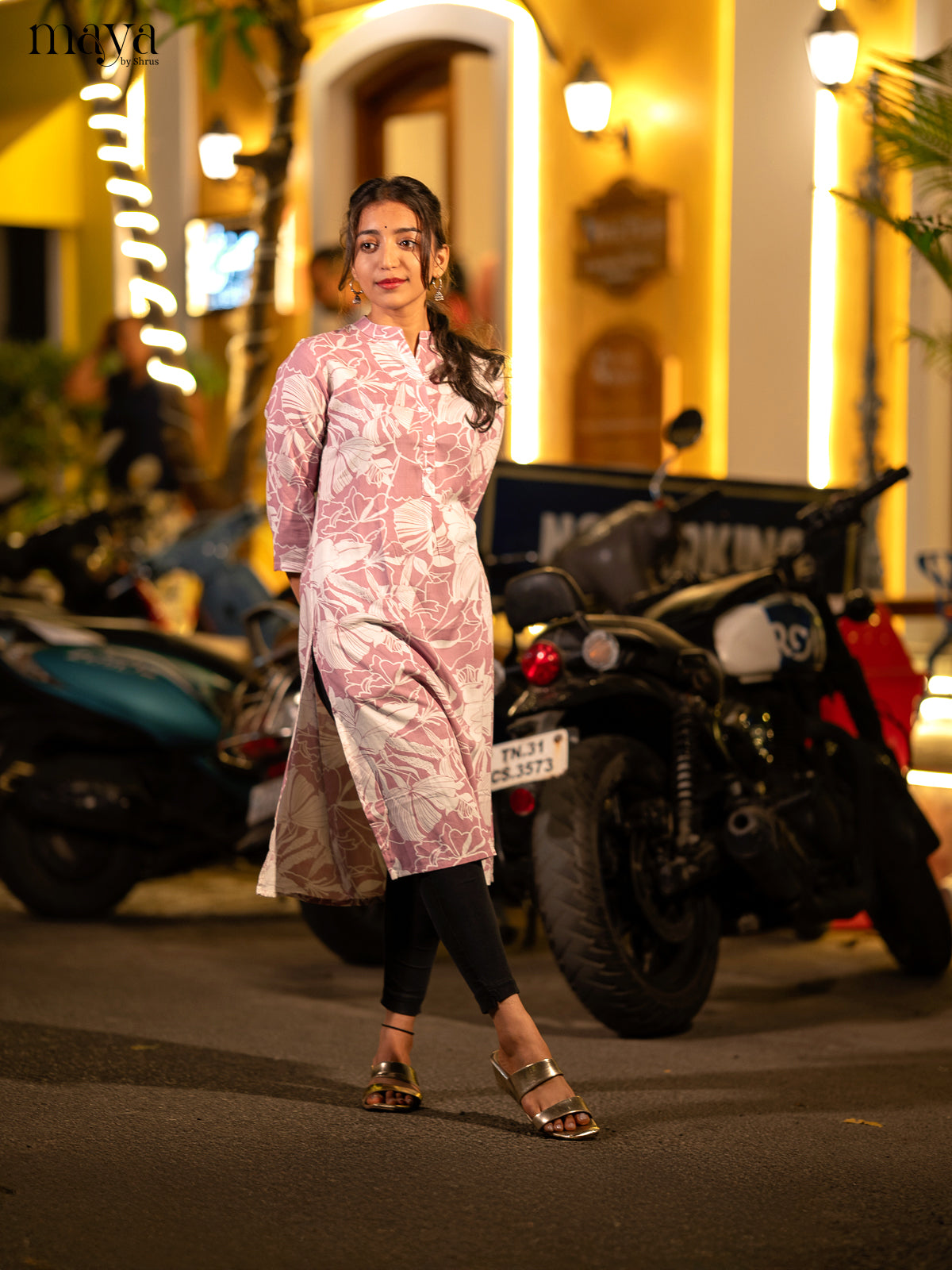 Pink Floral Printed Rayon Kurti - Shop on Shrus.com