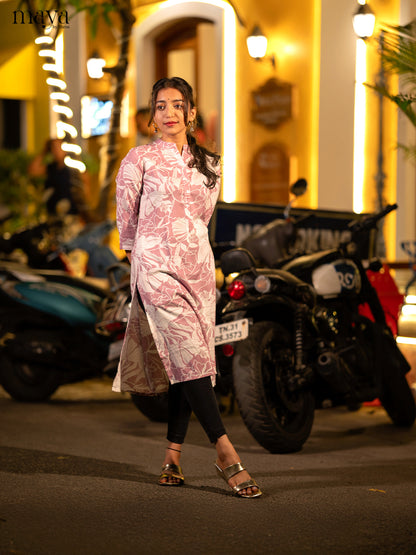 Pink Floral Printed Rayon Kurti - Shop on Shrus.com