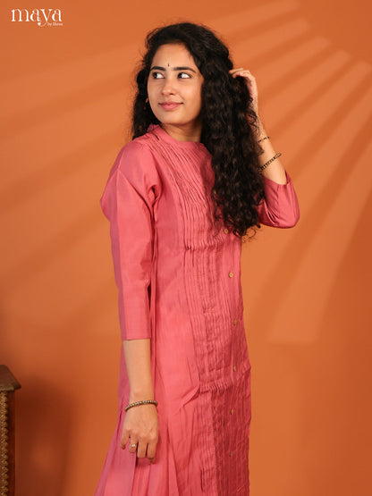 Pintuck Pink Rayon Kurti - Shop on Shrus.com