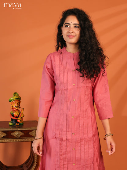 Pintuck Pink Rayon Kurti - Shop on Shrus.com
