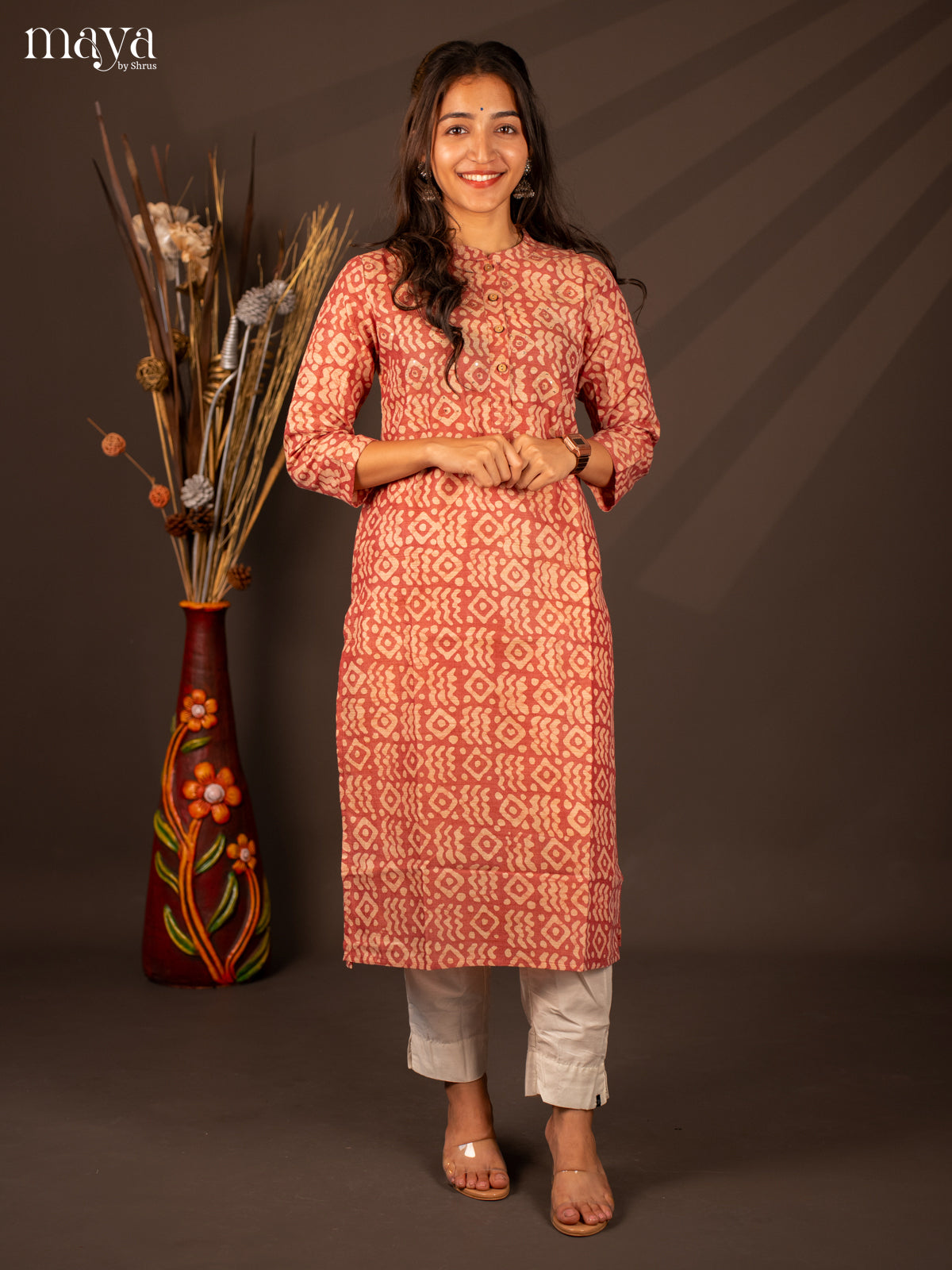 Pink Bhatik Print Cotton Kurti - Shop on Shrus.com