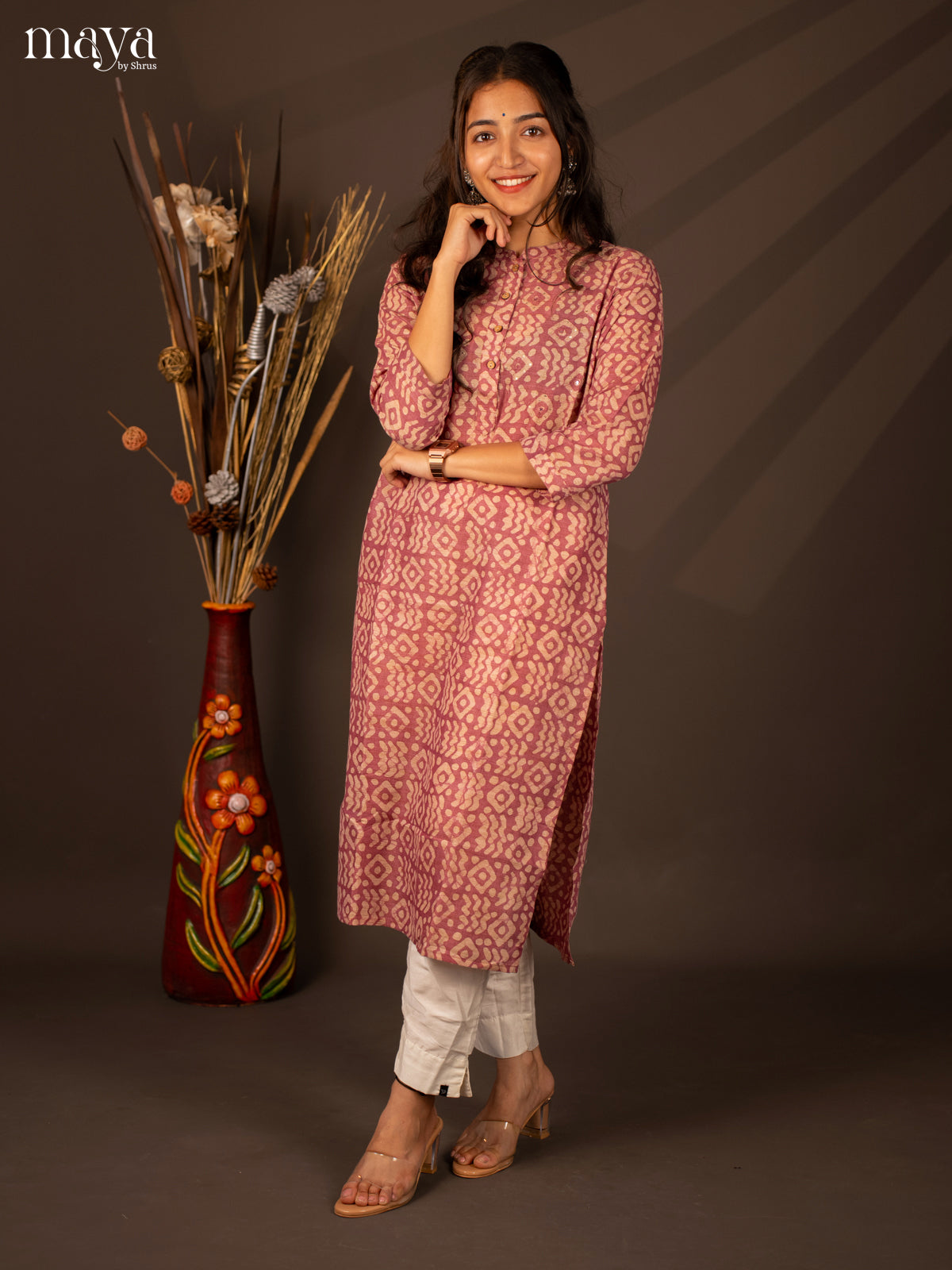 Majenta Batik Printed Cotton Kurti - Shop on Shrus.com