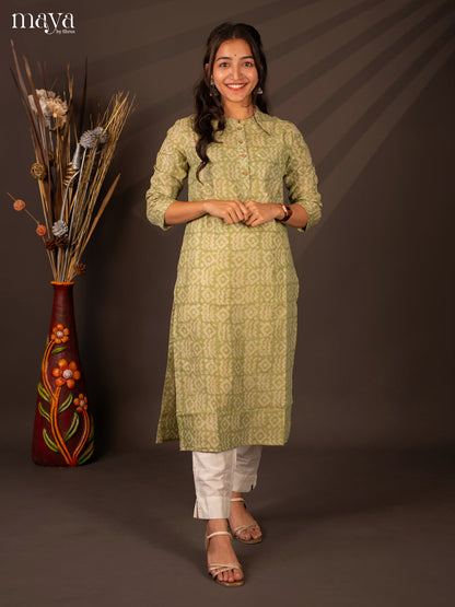 Green Batik Printed Cotton Kurti - Shop on Shrus.com