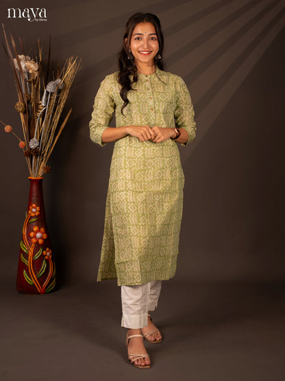 Green Batik Printed Cotton Kurti - Shop on Shrus.com