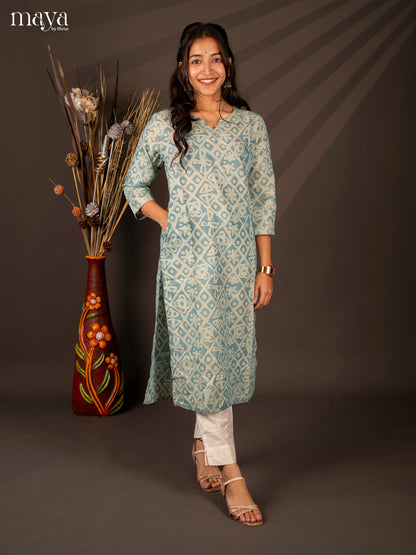 Blue Batik Printed Cotton Kutri - Shop on Shrus.com