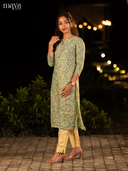 Green Batik Printed Cotton Kurti - Shop on Shrus.com