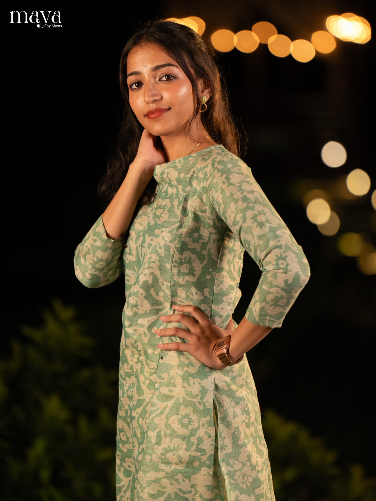 Green Batik Printed Cotton Kurti - Shop on Shrus.com