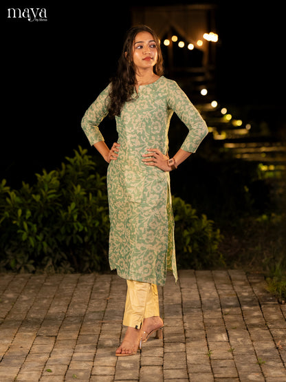 Green Batik Printed Cotton Kurti - Shop on Shrus.com