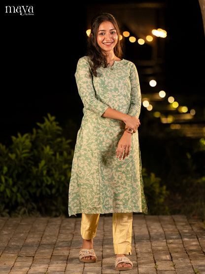 Green Batik Printed Cotton Kurti - Shop on Shrus.com
