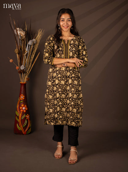 Green Floral Printed Cotton Kurti - Shop on Shrus.com