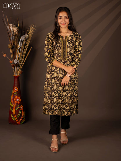 Green Floral Printed Cotton Kurti - Shop on Shrus.com
