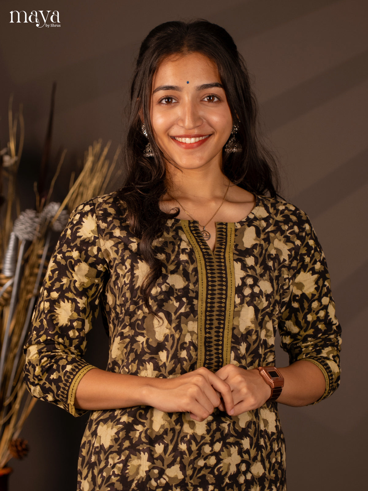 Green Floral Printed Cotton Kurti - Shop on Shrus.com