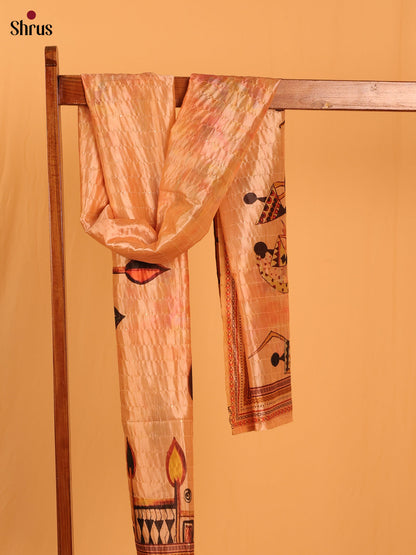 11A Peach Warli Print Semi Silk Dupatta - MCL28077 - Shop on Shrus.com