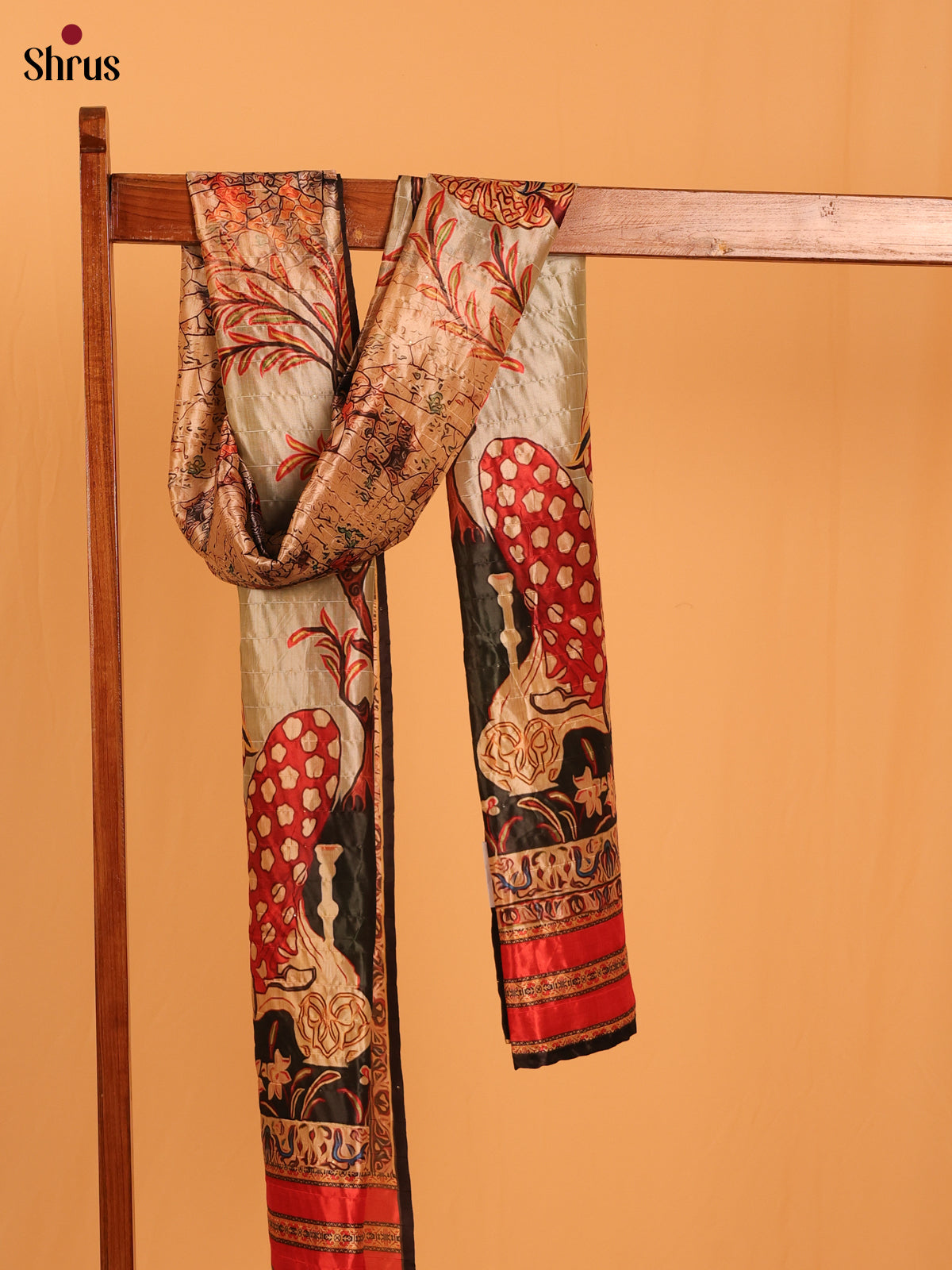 Cream Digital Print Semi Silk Dupatta - MCL28078 - Shop on Shrus.com