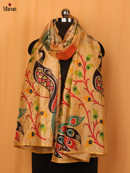 Cream Digital Print Semi Silk Dupatta - MCL28082 - Shop on Shrus.com