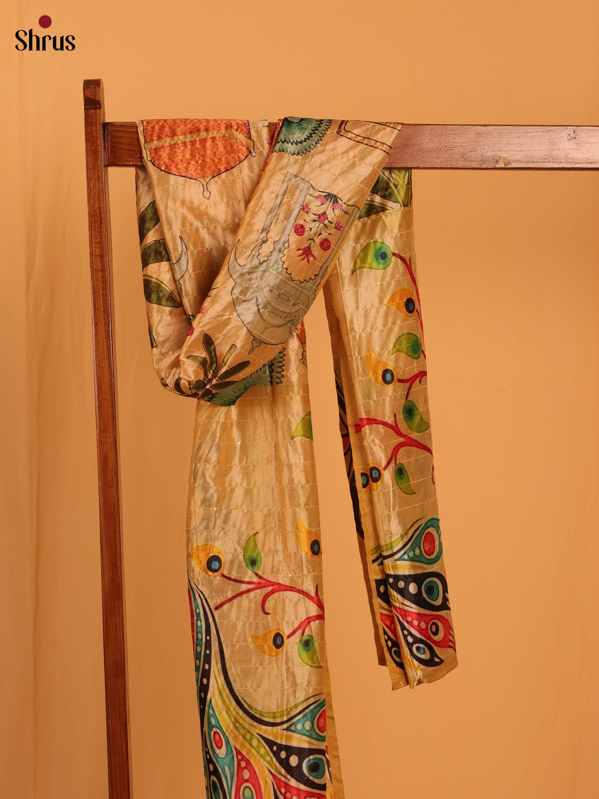 Cream Digital Print Semi Silk Dupatta - MCL28082 - Shop on Shrus.com