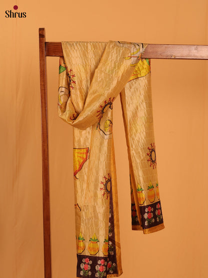 11A Cream Digital Print Semi Silk Dupatta - MCL28083 - Shop on Shrus.com
