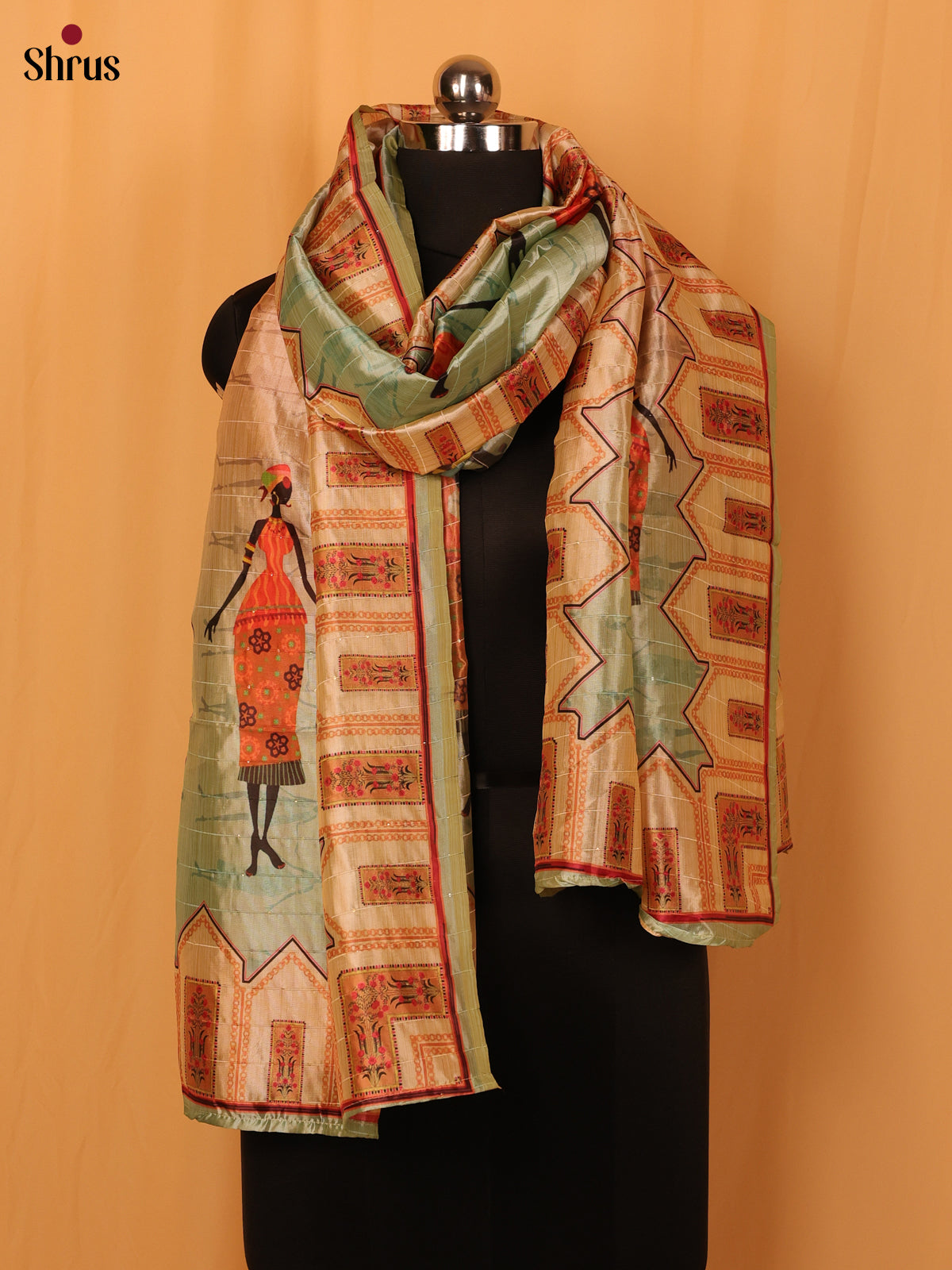 11A Multi colour Digital Print Semi Silk Dupatta - MCL28085 - Shop on Shrus.com