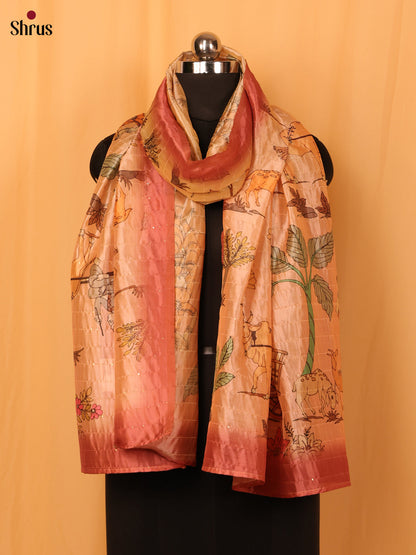 11A Cream Digitial Print Semi Silk Dupatta - MCL28090 - Shop on Shrus.com