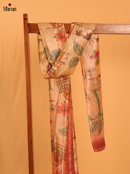 11A Cream Digitial Print Semi Silk Dupatta - MCL28090 - Shop on Shrus.com