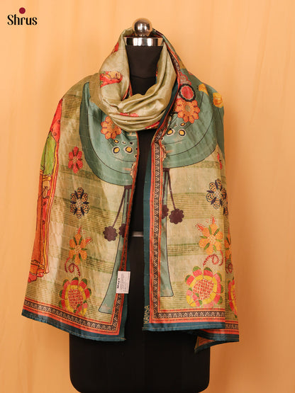 Multi colour Digital Print Semi Silk Dupatta - Shop on Shrus.com