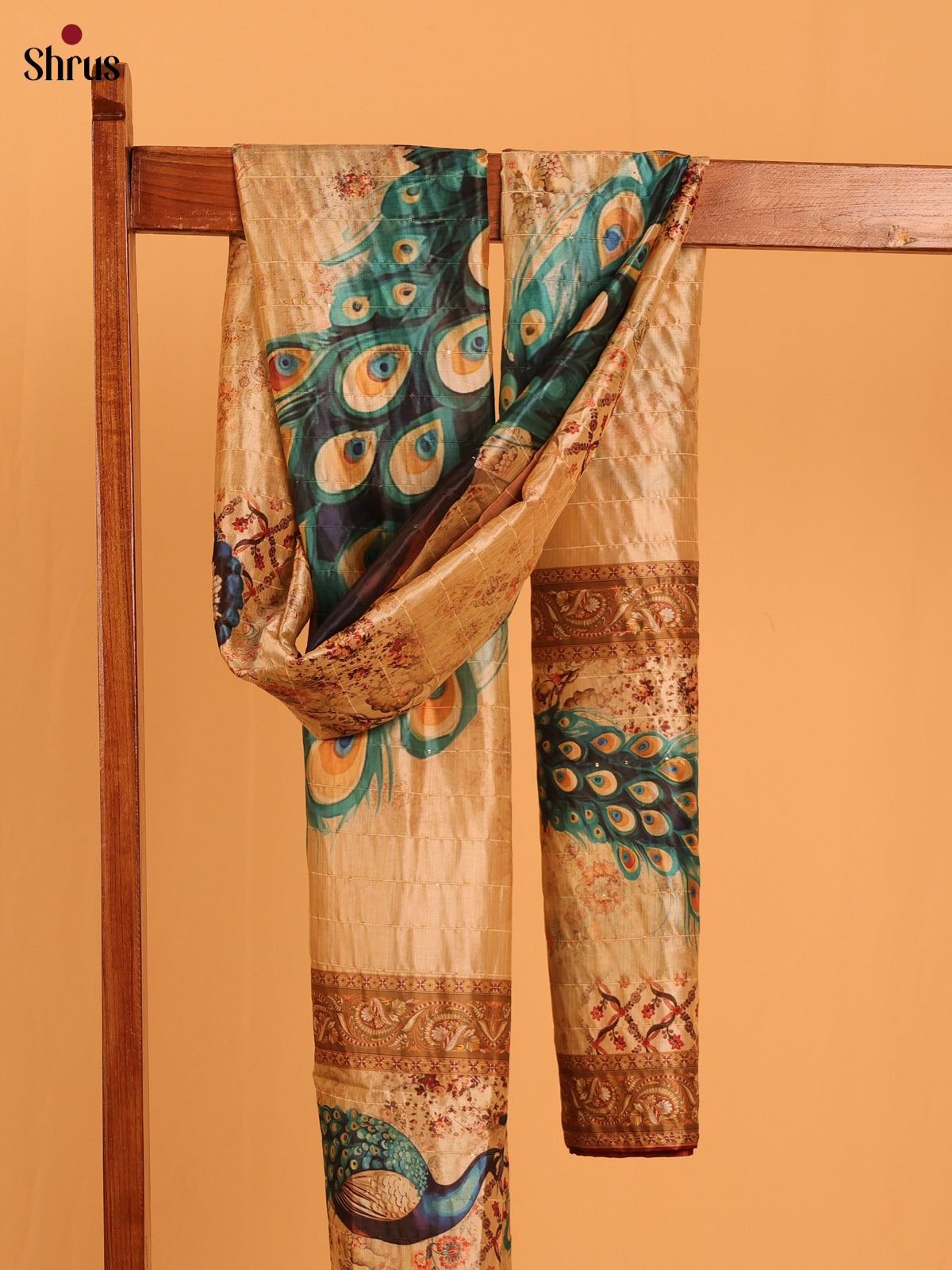 Cream Digitial Print Semi Silk Dupatta - MCL28093 - Shop on Shrus.com