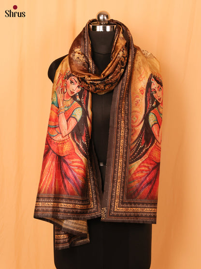 Green Digitial Print Semi Silk Dupatta - Shop on Shrus.com