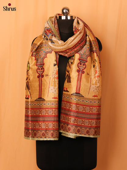 Cream Digitial Print Semi Silk Dupatta - MCL28097 - Shop on Shrus.com