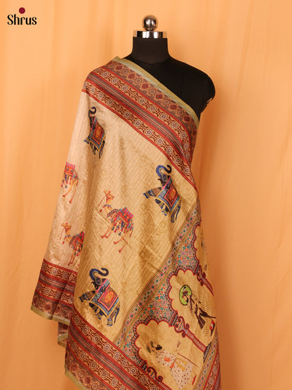 Cream Digitial Print Semi Silk Dupatta - MCL28097 - Shop on Shrus.com