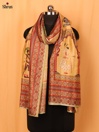 Cream Digital Print Semi Silk Dupatta - MCL28101 - Shop on Shrus.com
