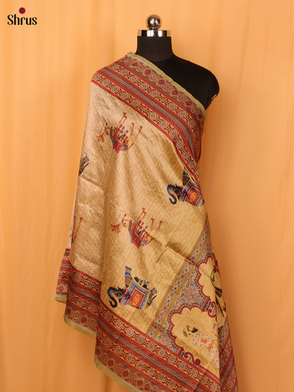 Cream Digital Print Semi Silk Dupatta - MCL28101 - Shop on Shrus.com