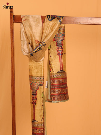 Cream Digital Print Semi Silk Dupatta - MCL28101 - Shop on Shrus.com