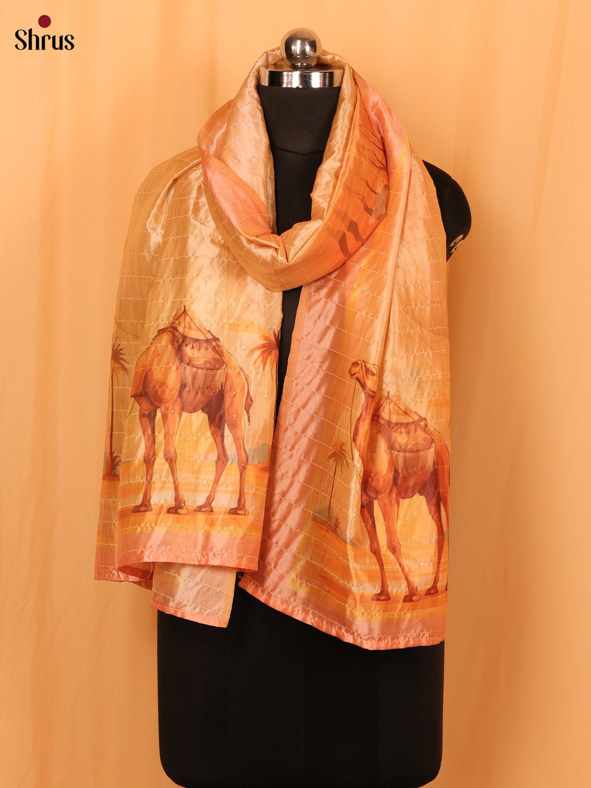 Cream Digital Print Semi Silk Dupatta - MCL28103 - Shop on Shrus.com