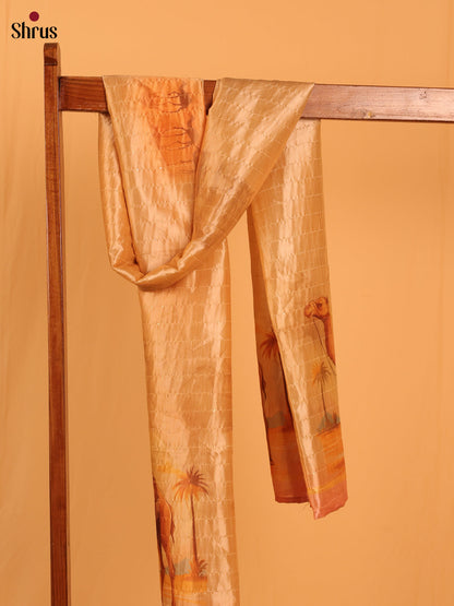 Cream Digital Print Semi Silk Dupatta - MCL28103 - Shop on Shrus.com