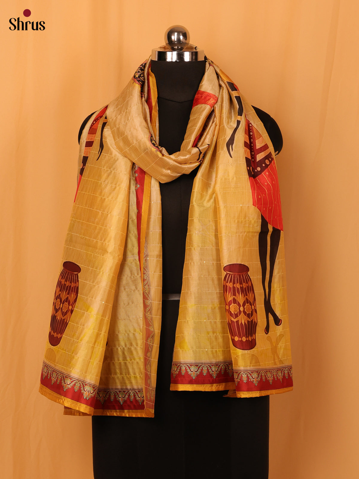 11A Yellow Digital Print Semi Silk Dupatta - MCL28104 - Shop on Shrus.com