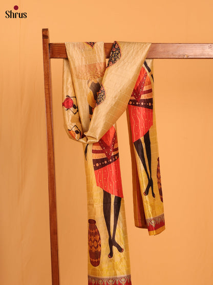 11A Yellow Digital Print Semi Silk Dupatta - MCL28104 - Shop on Shrus.com