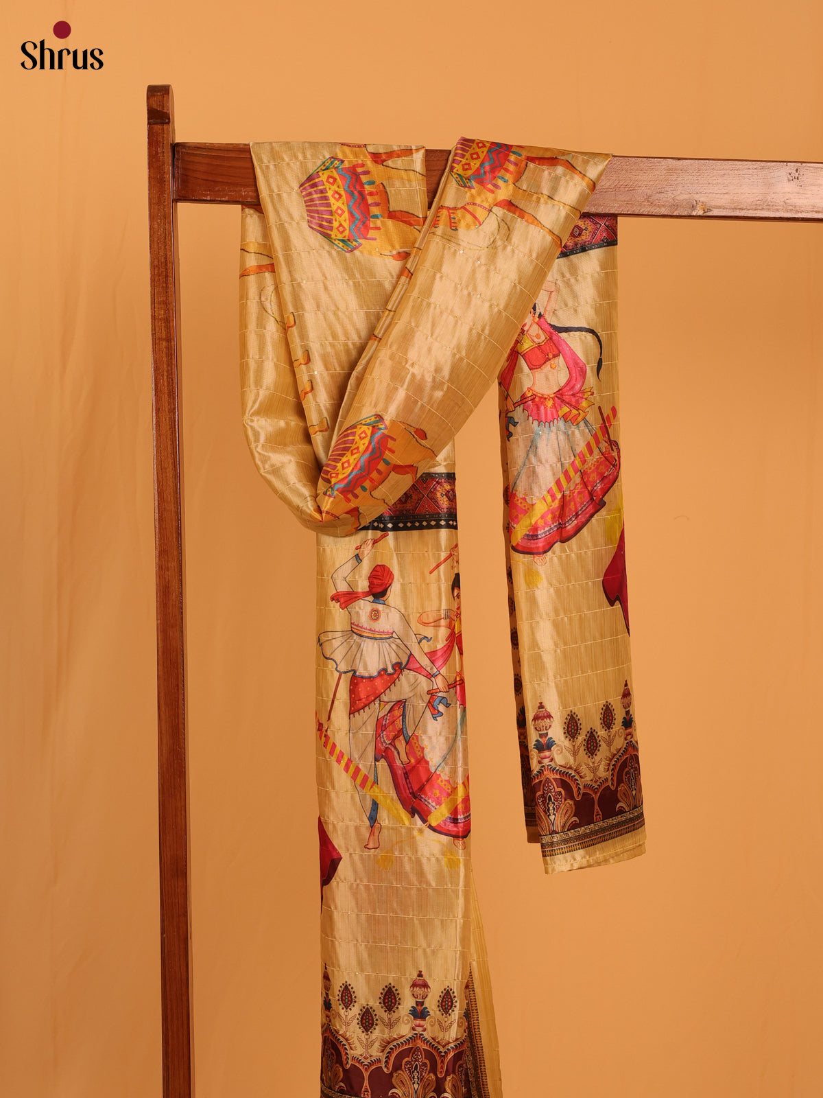 11A Cream Digital Print Semi Silk Dupatta - MCL28107 - Shop on Shrus.com