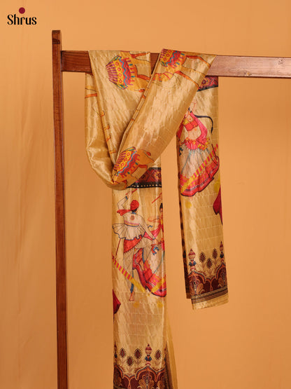 11A Cream Digital Print Semi Silk Dupatta - MCL28107 - Shop on Shrus.com
