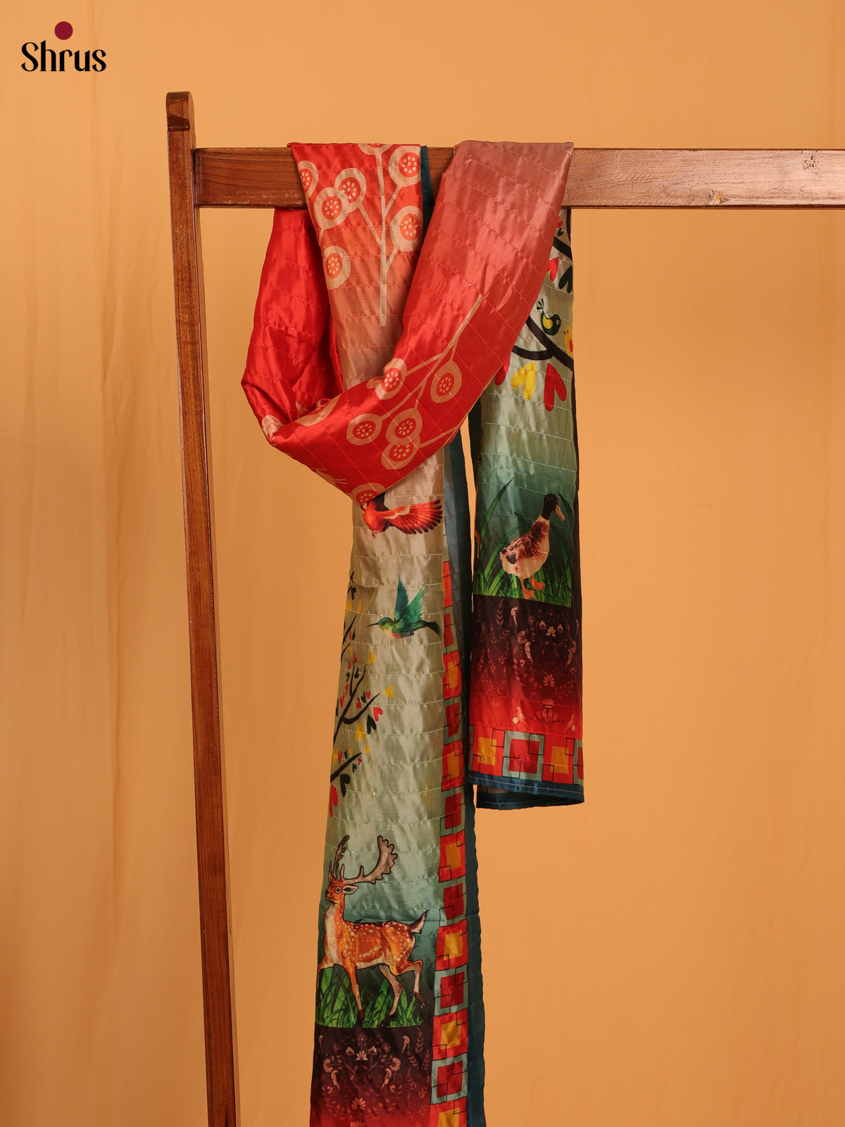 Red Digital Print Semi Silk Dupatta - MCL28108 - Shop on Shrus.com