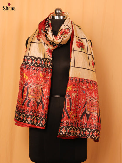 Cream Digital Print Semi Silk Dupatta - MCL28109 - Shop on Shrus.com