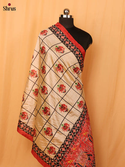 Cream Digital Print Semi Silk Dupatta - MCL28109 - Shop on Shrus.com