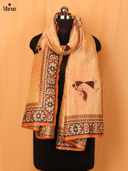 Cream Digital Print Semi Silk Dupatta - MCL28111 - Shop on Shrus.com