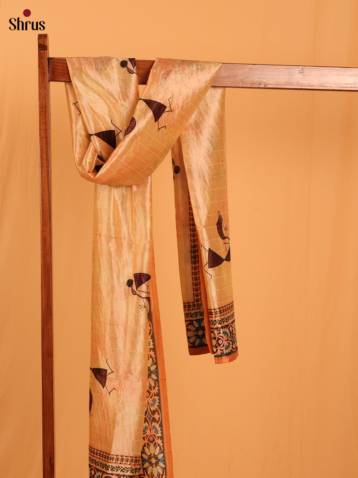 Cream Digital Print Semi Silk Dupatta - MCL28111 - Shop on Shrus.com